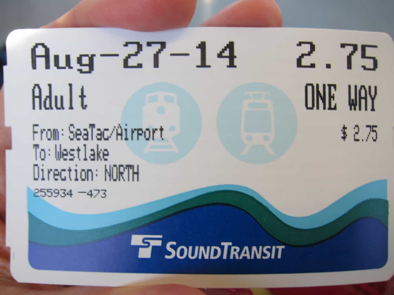 On our recent trip to Seattle, we took the light rail from SeaTac Airport to downtown Seattle. Compared to a taxi ride (which normally costs about USD$40-50). the ride only costs us USD$2.75 per person. Isn't that super economical? 