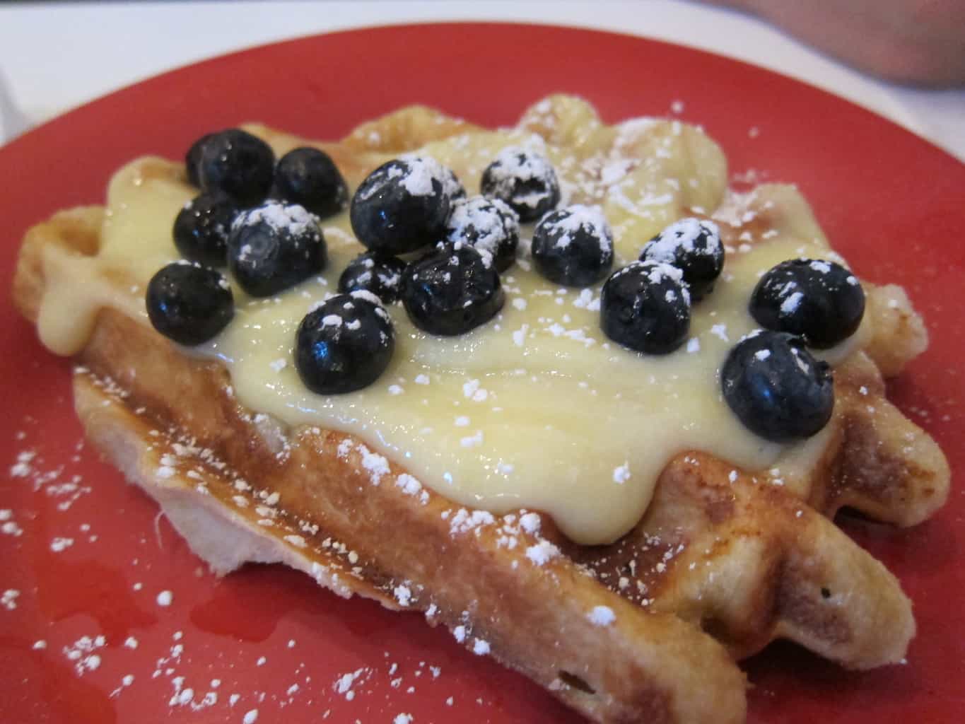 lemon curd and blueberries sweet waffle
