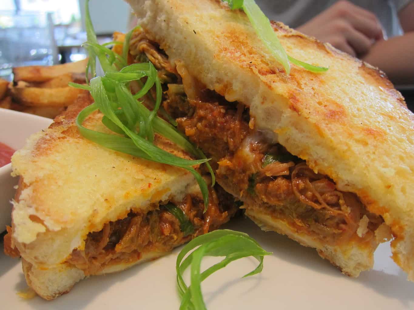 spicy pulled pork grilled cheese